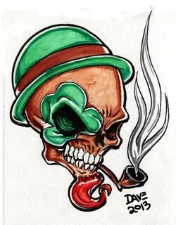 St Patty Skull by Dave Curbis ArtWanted.com