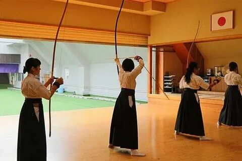 Traditional Japanese archery session, in authentic garb insp