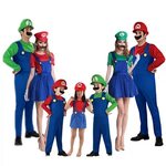 Семейные костюмы Марио для взрослых и детей, костюм Супер Ма