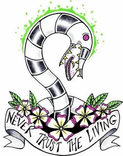 Never Trust the Living Beetlejuice tattoo, Halloween tattoos