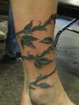 3d realistic green vine ankle tattoo Vine tattoos, Rose vine