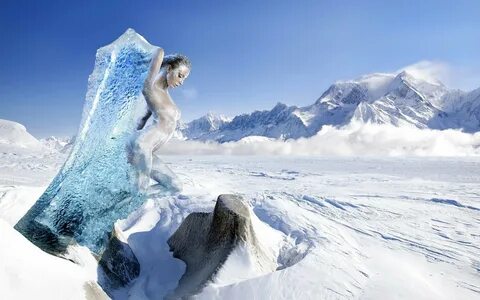 Фотосессия девушки вокруг леденой природы Обои на рабочий ст