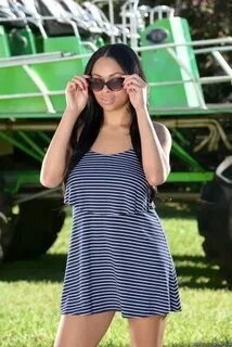 Sultry wife Bethany Benz doffs sunglasses and dress to pose 