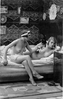 Classic 1920's Era Two Women Nude in Bed-French Postcard Ets