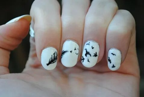 Bird and Feather Nail Art by dancingmelons97 on deviantART F