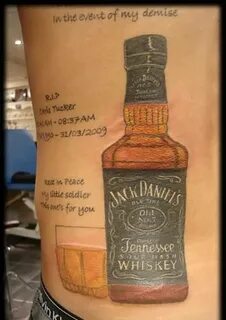 Ultimate Whiskey Bottle And Whisky In Glass Tattoo With Love