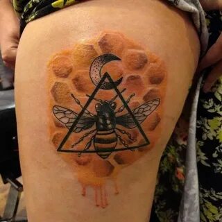 Honey Dripping Honeycomb Maze Bee Tattoo. Honey is considere