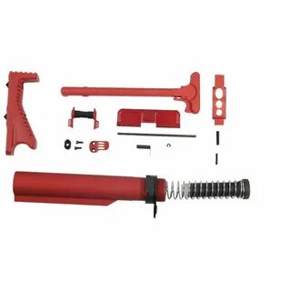 AR 15 Red Accents Kit With Angle Grip AR15 Accessories