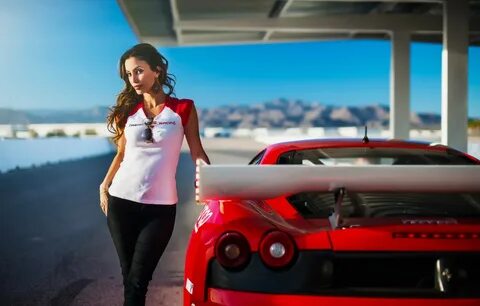Обои Girl, F430, Ferrari, Red, Model, Racing, Beauty, Superc