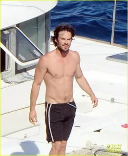 Ian Somerhalder Goes Shirtless While Jumping Off a Boat With