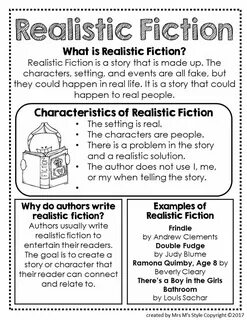 Reading Genre Posters and Anchor Charts Realistic fiction wr