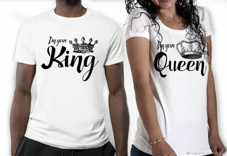 Футболка хлопковая с принтом "queen king" - TEE10216CT - куп