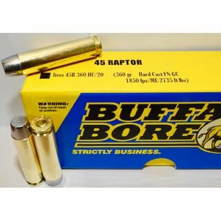Buffalo Bore .45 Raptor Ammunition 20 Rounds HCFN 360 Grains