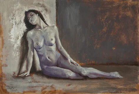 Woman erotic painting original nude art figure naked woman E