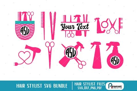 Hair Sylist SVG Cut Files Bundle - Hair Stylist Monograms (1