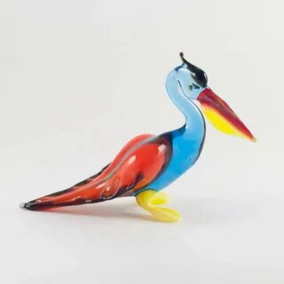 Blue Glass Pelican Figure - Glass Birds Pelican - RUssian Bi