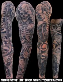 Grim Reaper Tattoos Sleeve (With images) Tatuaże czaszki, Ta