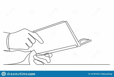 Continuous Line Drawing of Hands Holding Book Stock Vector -