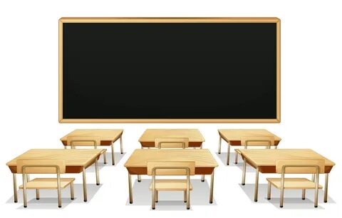 School Classroom with Blackboard and Desks PNG Clipart Pictu