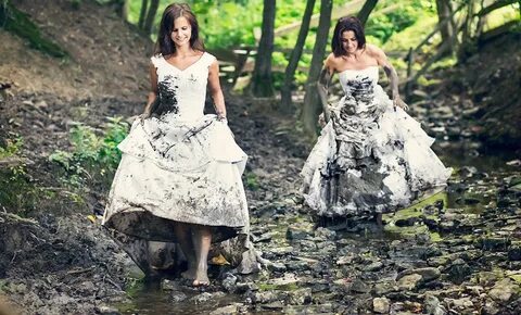 Треш-фотосессия в свадебном платье (после торжества): пример