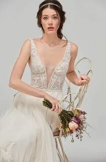 Willowby wedding dresses - Deep V-Neck tulle and lace weddin