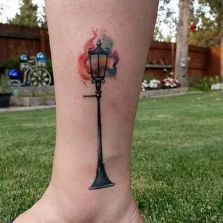 Narnia Lamppost Tattoo. Watercolor Tattoo. @kailahbartolome 