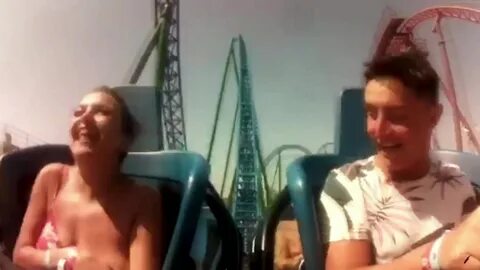 Boobs slip out on roller coaster