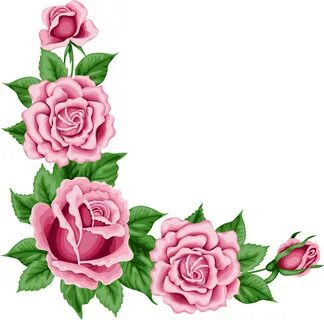 Pink Rose Clipart Flower Corner - Rose Corner Border Png Tra