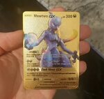 Metal Gold Shadow Mewtwo GX Custom Pokemon Go Card Amiibo Et