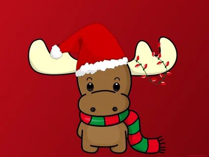 Download 'happy christmas reindeer with hat wallpaper' HD wallpap...