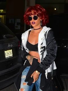 Rihanna: Short Red Hair-Do in NYC-02 GotCeleb