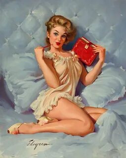 Art Print POSTER/Canvas Elvgren Pin-Up Girl Thinking of You