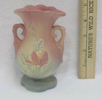 Hull Vase Magnolia Ombre Pink Yellow Green Flowers Pottery U