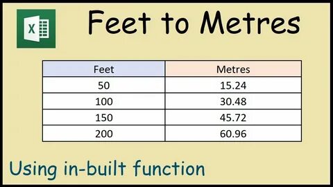 How to Convert Feet to Metres in Excel - YouTube