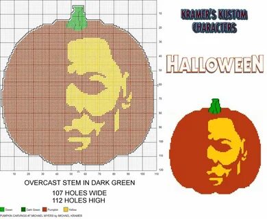 Pumpkin Carvings #7- Michael Myers plastic canvas pattern by