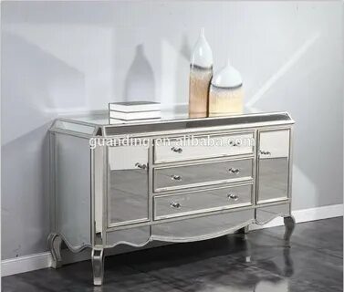 Modern Mirrored Buffet Dresser In Sliver Finish With Multi D
