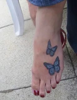 Blue butterflies foot tattoo #Foottattoos Butterfly foot tat