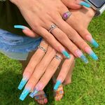 kay on Twitter Baby blue acrylic nails, Blue acrylic nails, 