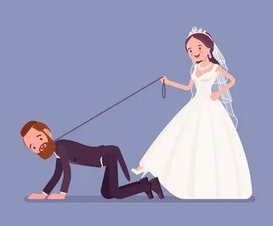 Bride flogging or beating groom with whip Stock Vector Image