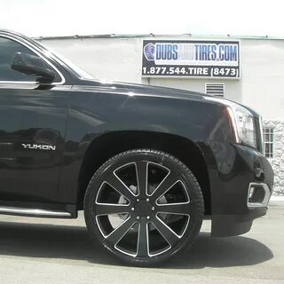 24" Inch DUB 8-Ball Black Milled Spoke wheels 2015 Yukon D. 