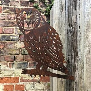 Rusty Metal OWL DECORATION Garden ornament garden sign Etsy