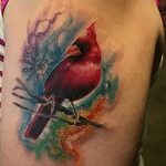 Watercolor Cardinal Tattoo - best tattoo ideas