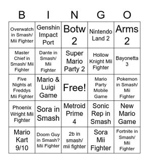 Nintendo Direct Bingo Cards on Bingo Baker