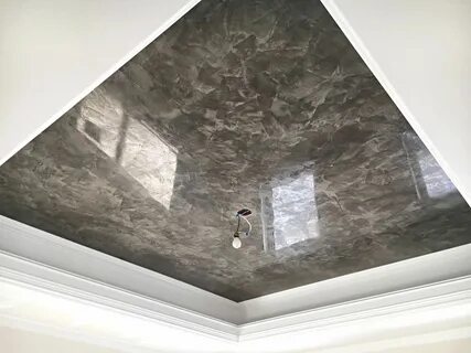 Master bedroom ceiling finished in venetian plaster #falsoac