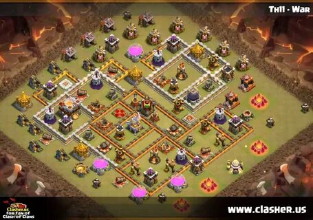 Town Hall 11 - WAR Base Map #22 - Clash of Clans Clasher.us