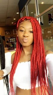 Pin by Azalea on Braids Red box braids, Box braids styling, 