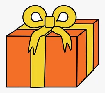 Gift, Orange Wrapping Paper, Yellow Ribbon, HD Png Download 