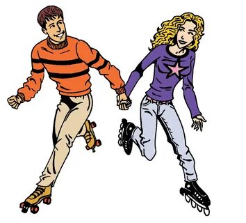 Man and woman rollerblading on black background free image d