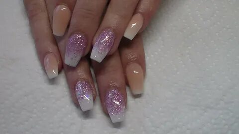 Acrylic Nail Pink and White Ombre - YouTube