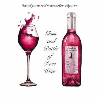 Wine Clipartwatecolor Clipartbottle Clipartrose Wine Etsy Fu